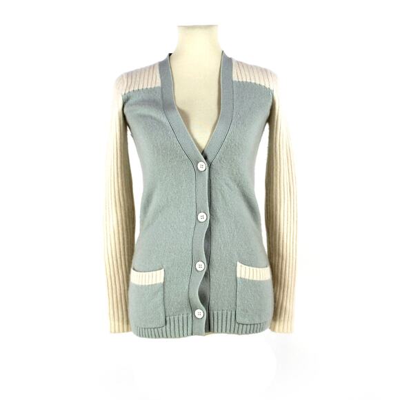 Isabel Marant Cashmere Ivory Blue Colorblock Cardigan 38...
